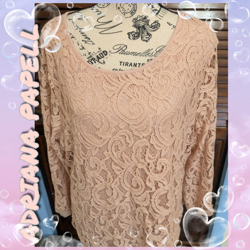 Adrianna Papell Peach Lace Blouse